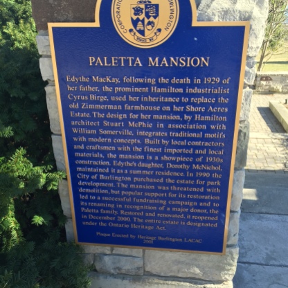Paletta Mansion Plaque